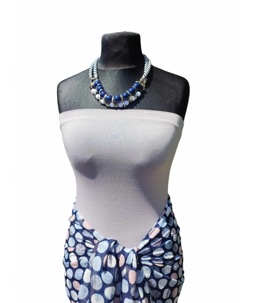 Wzorzysta spódnica plażowa chusta PAREO L/XL pastelowe grochy